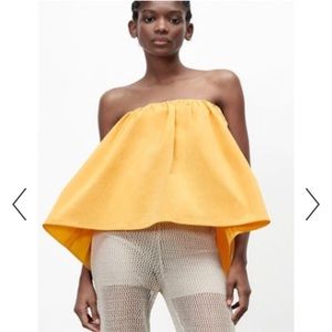 Zara Orange Strapless Top